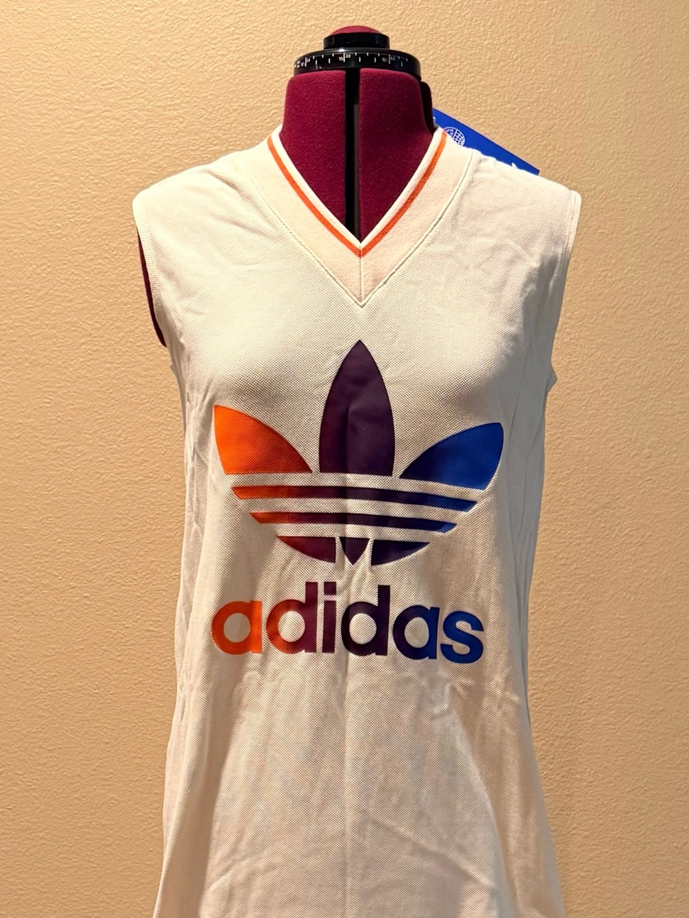 Adidas White Sleeveless Logo Dress with Multicolors